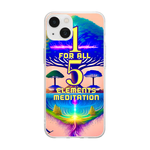 ５大エレメンツで自然治癒力を高める！1forAll 5 ELEMENTS MEDITATION Soft Clear Smartphone Case