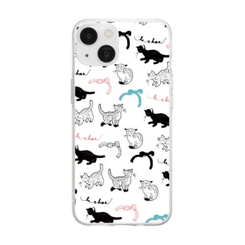 le chat (blanc) Soft Clear Smartphone Case