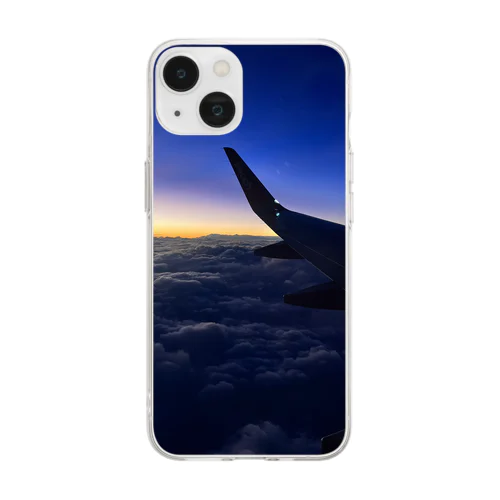 飛行機からのsunset Soft Clear Smartphone Case