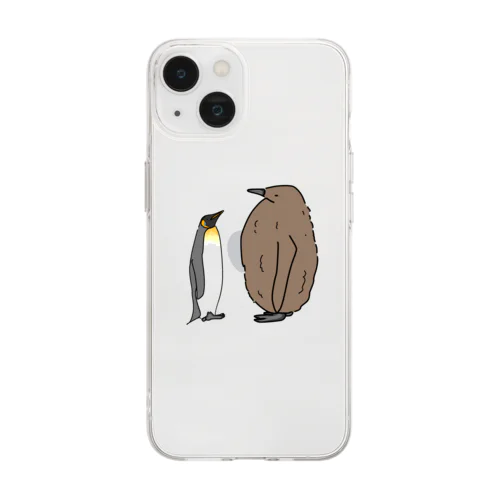 ペンギンの親子？ Soft Clear Smartphone Case