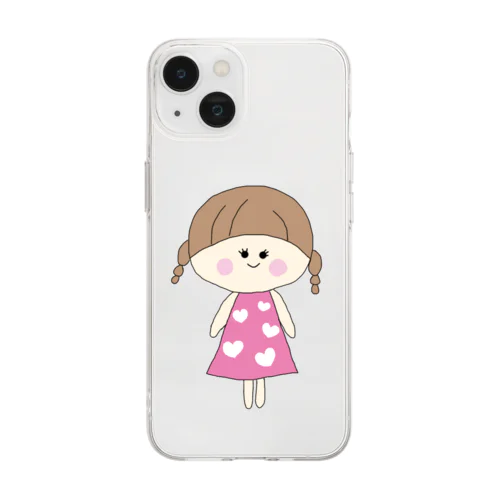 ラブリーな三つ編みの女の子 Soft Clear Smartphone Case