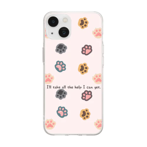 猫の手も借りたい（ドット）💕I’ll take all the help I can get. Soft Clear Smartphone Case