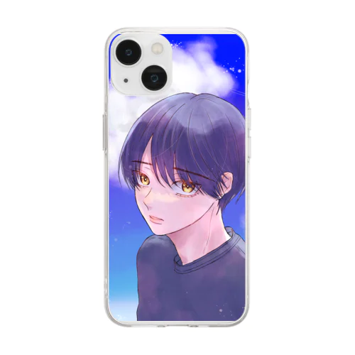 青空の少年 Soft Clear Smartphone Case