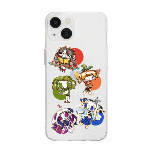 5人もちゃちゃ Soft Clear Smartphone Case