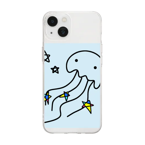 天の川のクラゲ Soft Clear Smartphone Case