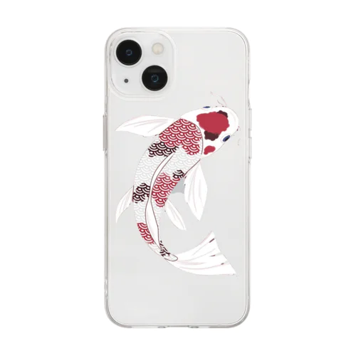 錦鯉seigaiha Soft Clear Smartphone Case