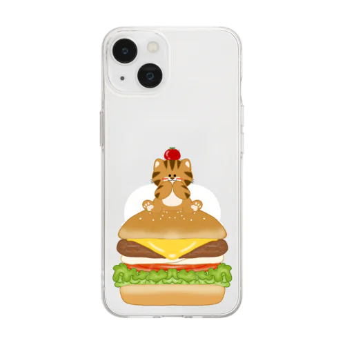 にゃんバーガー Soft Clear Smartphone Case