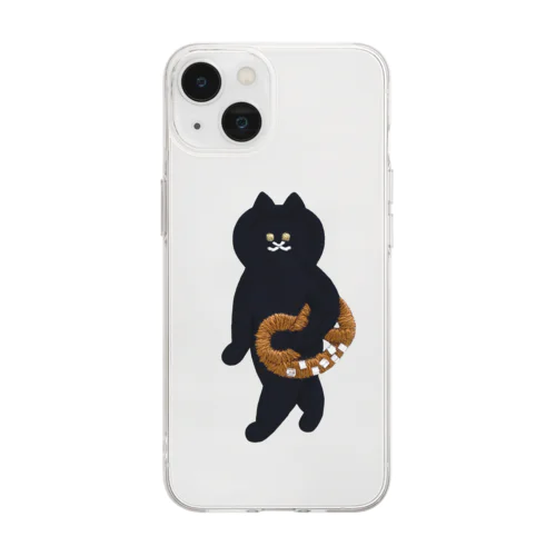 喫茶店の猫（プレッツェルお持ち帰り） Soft Clear Smartphone Case