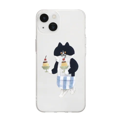 喫茶店の猫（プリンバイトリーダー） Soft Clear Smartphone Case