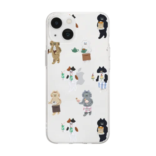 喫茶店で働く猫たち Soft Clear Smartphone Case