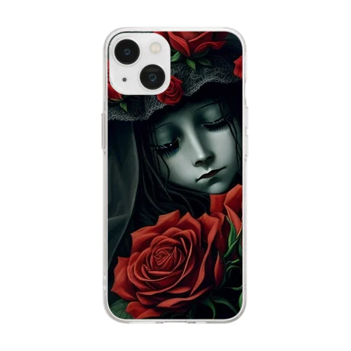 赤い薔薇の休息 Soft Clear Smartphone Case