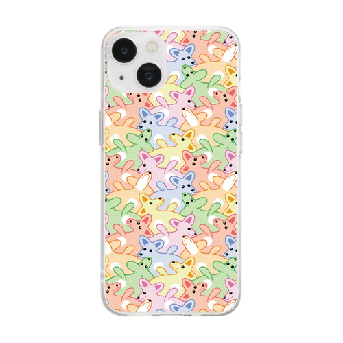 楽しい犬の模様３（多色） Soft Clear Smartphone Case