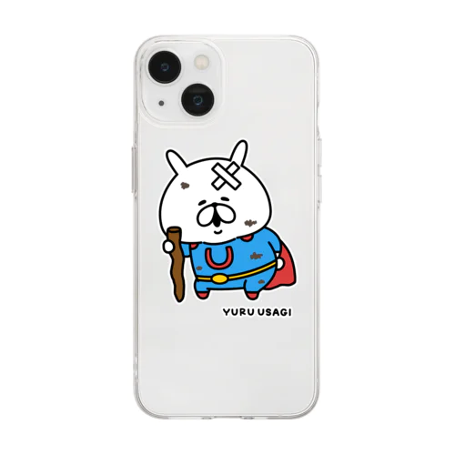 スーパーヒーロー☆ゆるうさぎ　ボロボロ～ Soft Clear Smartphone Case