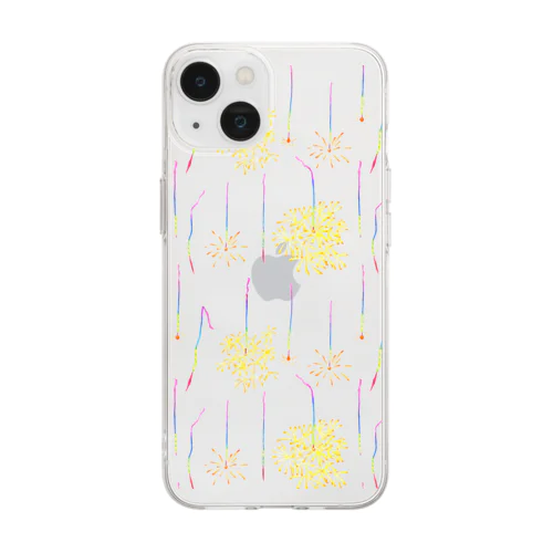 線香花火（パターン） Soft Clear Smartphone Case