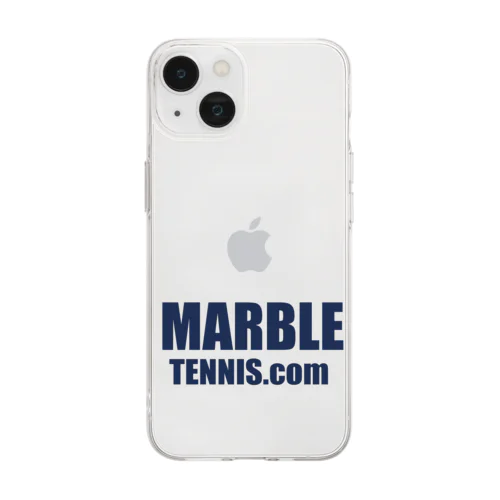 MARBLE TENNIS.com (Navy logo） Soft Clear Smartphone Case