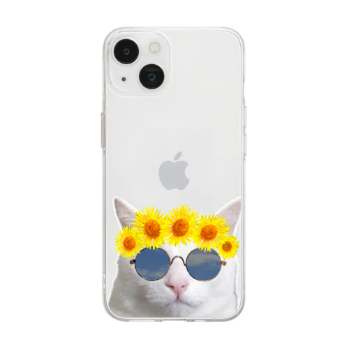 夏を満喫する猫　背景無し Soft Clear Smartphone Case