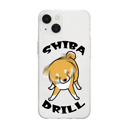 柴ドリル（赤柴） Soft Clear Smartphone Case