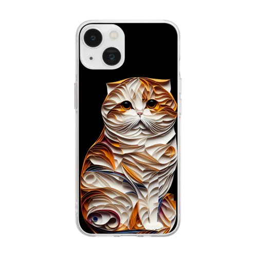 ペーパーアート Scottish Fold Soft Clear Smartphone Case