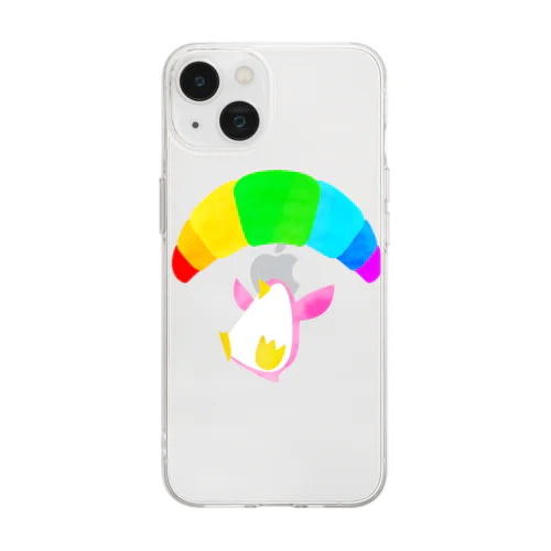 パラシュートペンギン Soft Clear Smartphone Case
