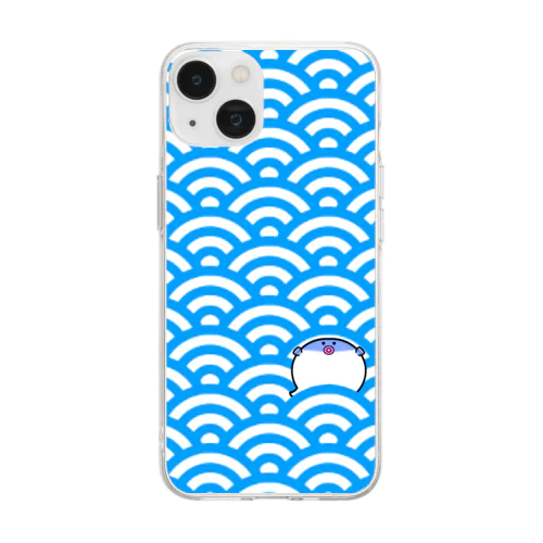 青海波（せいがいは）柄＋フグくん Soft Clear Smartphone Case