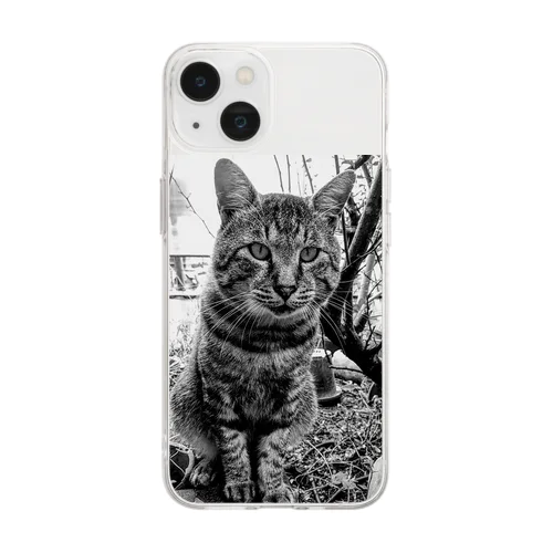 野生的な猫 Soft Clear Smartphone Case
