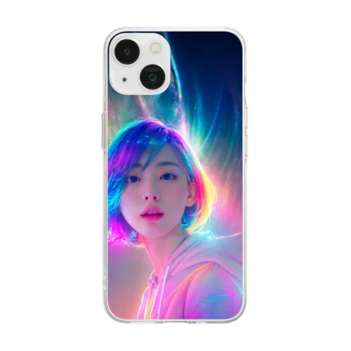 neon hair girl #15 Soft Clear Smartphone Case