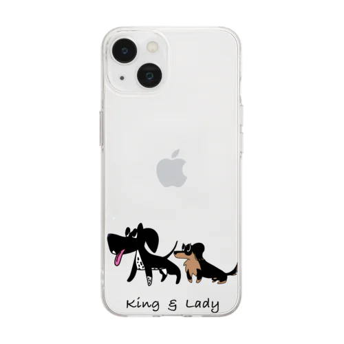 King & Lady 犬(見本用) Soft Clear Smartphone Case
