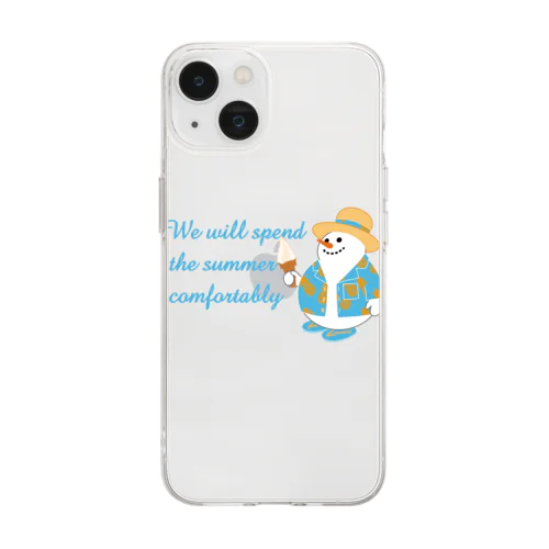 真夏のスノーマン(濃色用) Soft Clear Smartphone Case