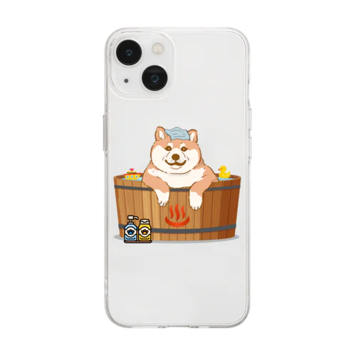 しばいぬ温泉最高くん Soft Clear Smartphone Case