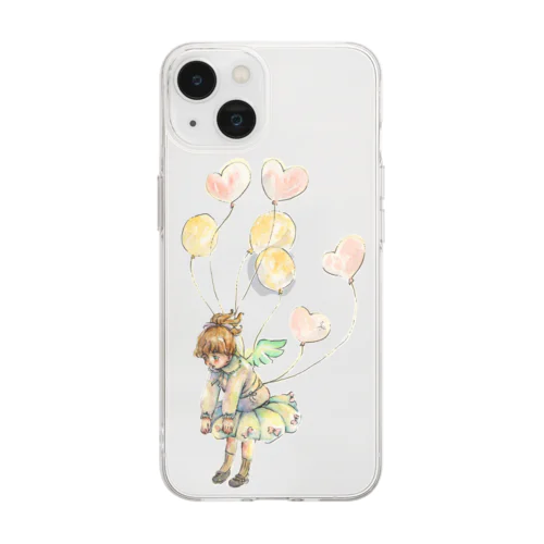 風船と天使 Soft Clear Smartphone Case