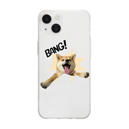 飛び出す柴犬 Soft Clear Smartphone Case