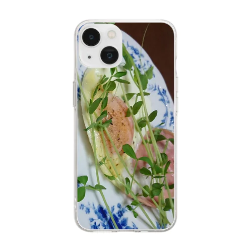 豆苗ハムエッグ：縦 Soft Clear Smartphone Case