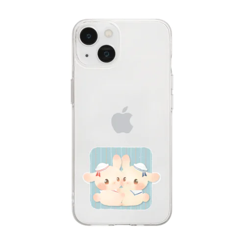 ふたごコーデ うさぎ(マリン) Soft Clear Smartphone Case