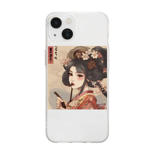 Japanese Kimono Girl, Geisha Soft Clear Smartphone Case