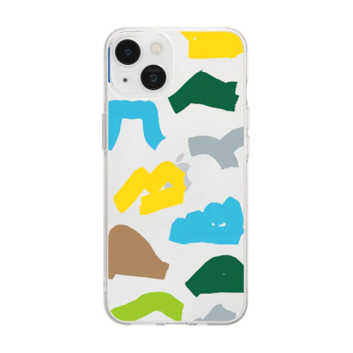 カラフル／山ロゴ Soft Clear Smartphone Case