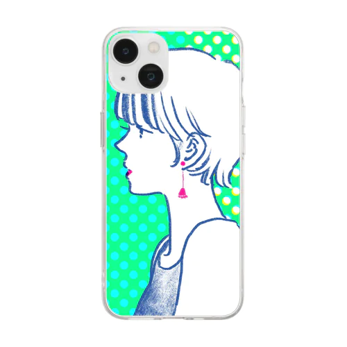 眠そうな女のコ Soft Clear Smartphone Case