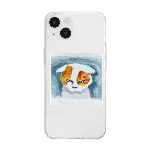 水彩猫（集中力・文字なし） Soft Clear Smartphone Case