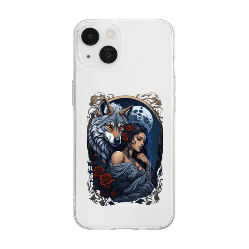 Wolf and woman, smartphone case ソフトクリアスマホケース