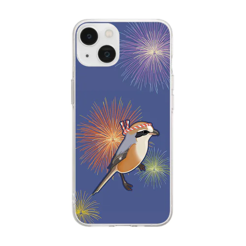 はちまき鳥_モズさん Soft Clear Smartphone Case