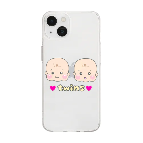 twins べびー　ふたごグッズ Soft Clear Smartphone Case