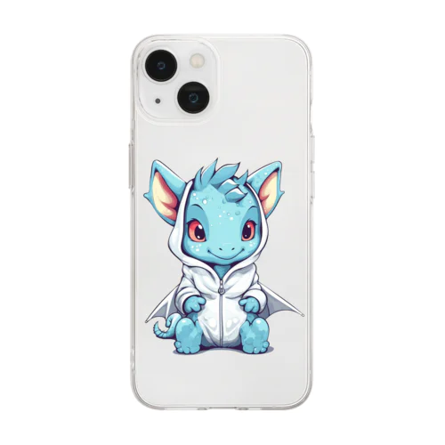 パーカーを着ているドラゴン Soft Clear Smartphone Case