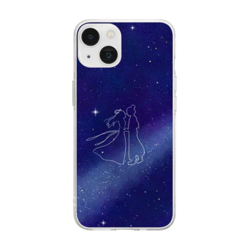 Tiny monkey babe 織姫と彦星 Soft Clear Smartphone Case