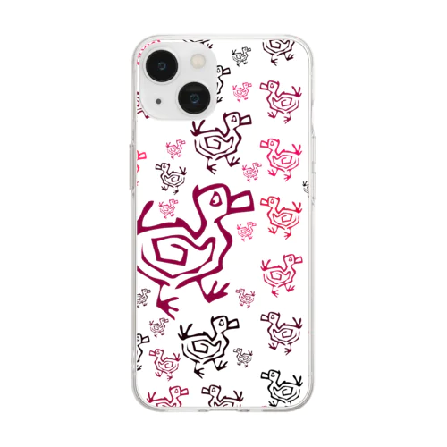 鴨（ローズ） Soft Clear Smartphone Case