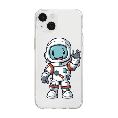 手を振る宇宙飛行士 Soft Clear Smartphone Case