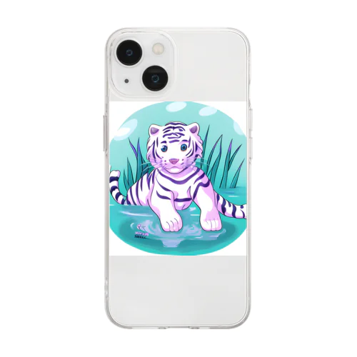 White Tiger Baby Sigi Soft Clear Smartphone Case