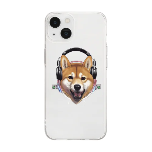 DJする柴犬 Soft Clear Smartphone Case