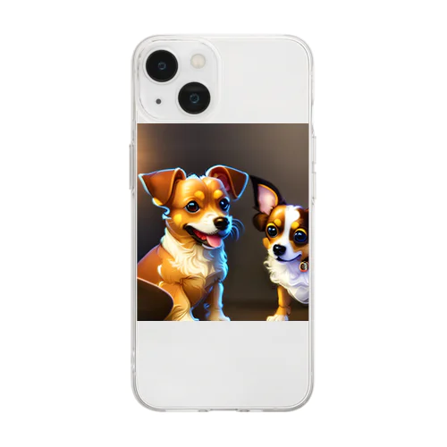 可愛いハーフの双子の小犬 Soft Clear Smartphone Case