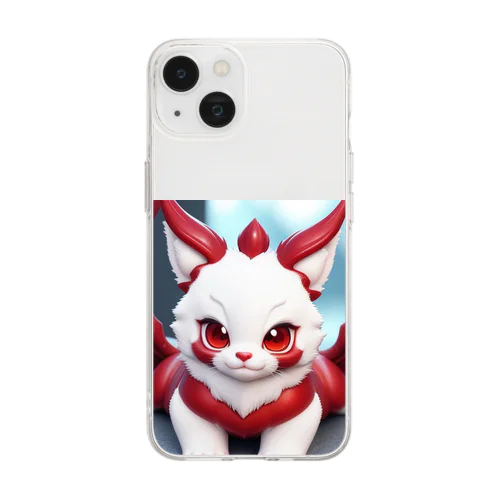 もふもふ村のレッドドラゴン Soft Clear Smartphone Case