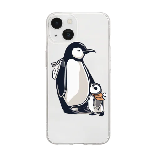 ペンギンズ　親子 Soft Clear Smartphone Case