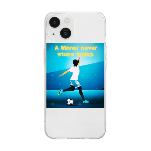 A Winner never stops trying. Soft Clear Smartphone Case